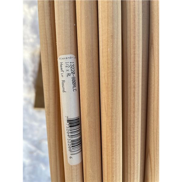 1/2 in. x 1/2 in. x 96 in. Hemlock Wood Full Round Dowel , TWENTY PIECES