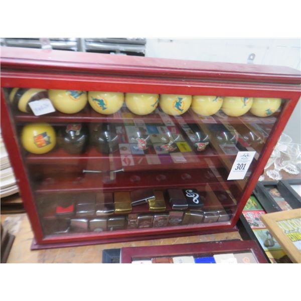 Wood Red Display Case w/Glass Door