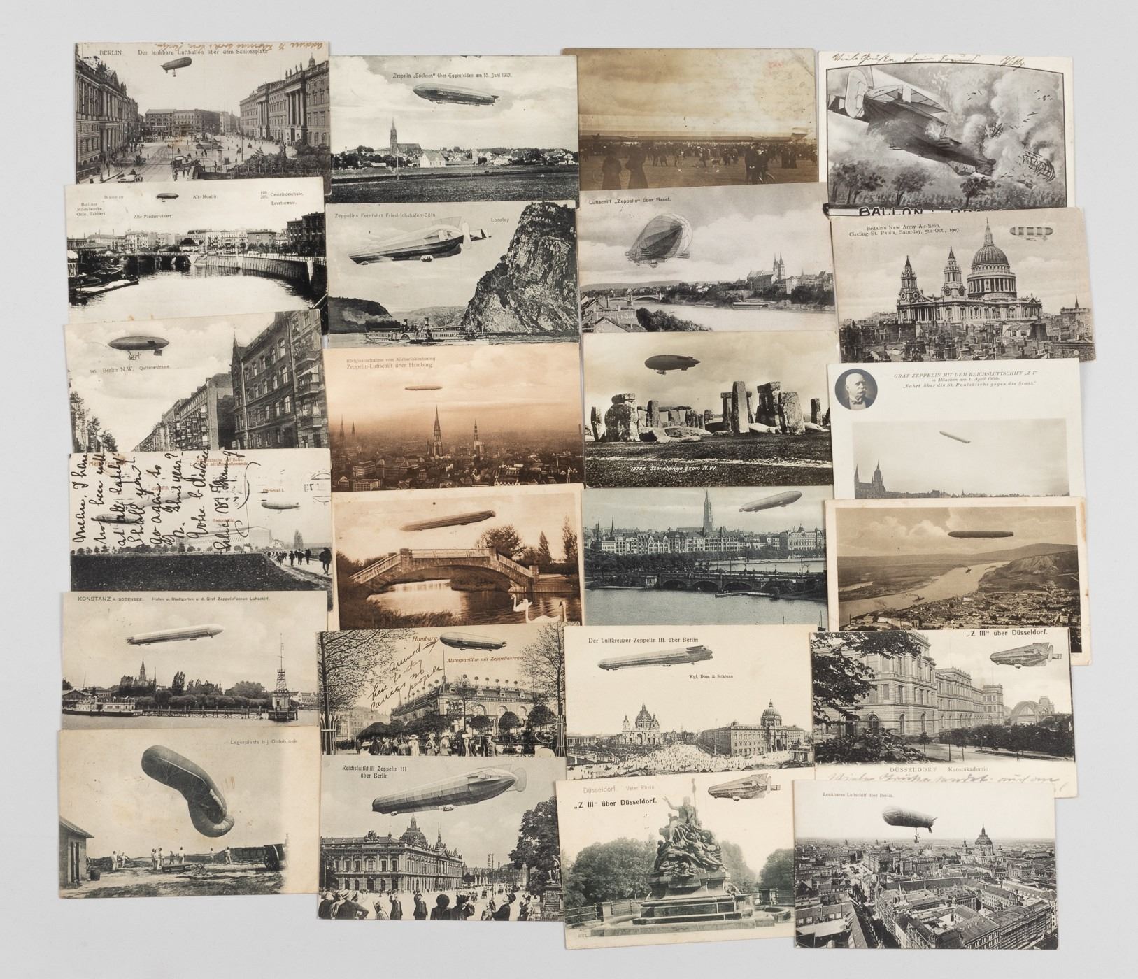 23 ZEPPELIN AIRSHIP POSTCARDS