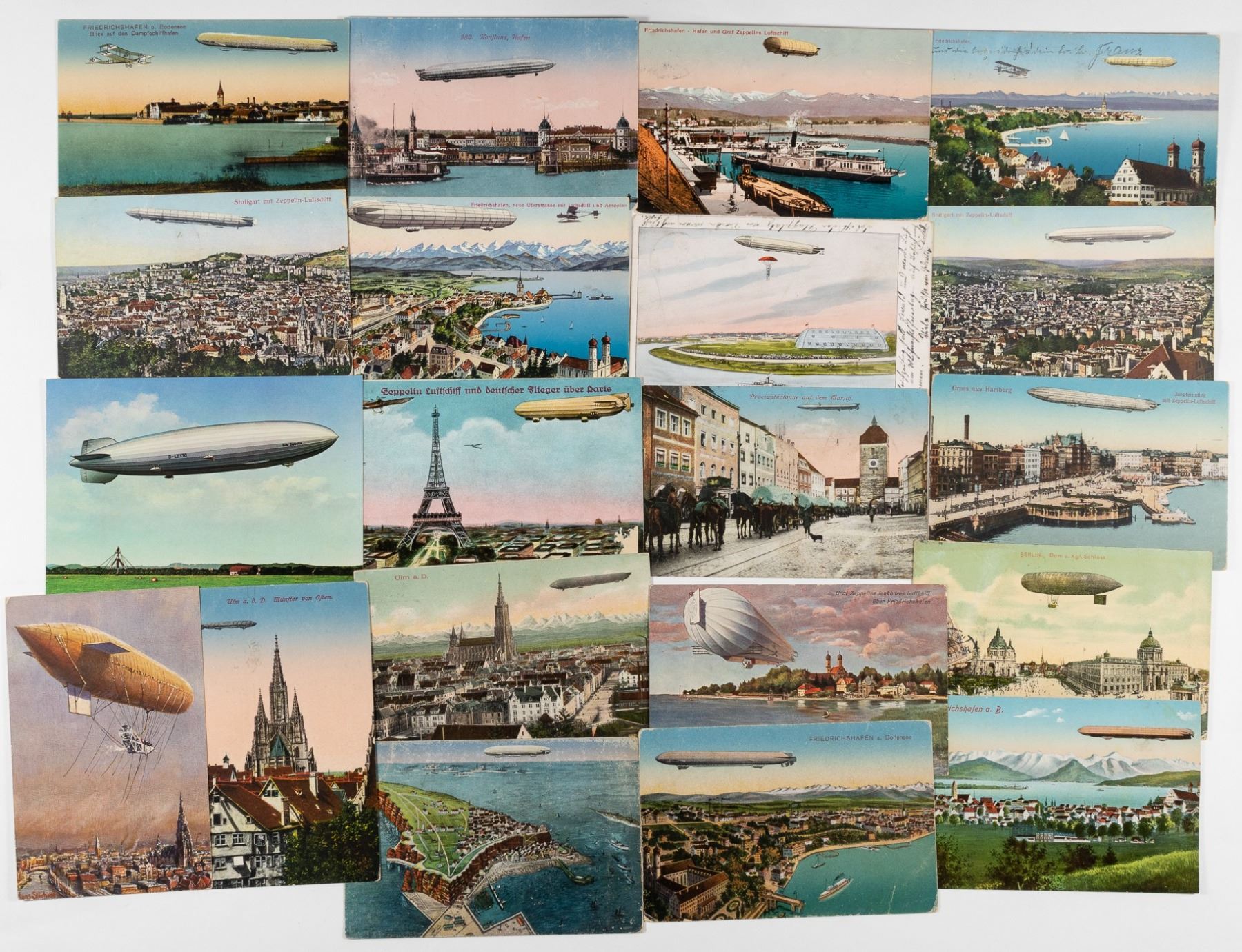 20 ZEPPELIN AIRSHIP POSTCARDS