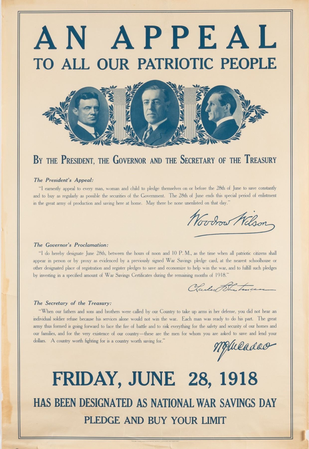 WOODROW WILSON WWI POSTER