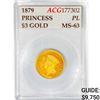 1879 $3 Gold Piece ACG MS63