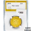 1839 $10 Gold Eagle PGA AU55