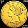 Image 1 : 1847-C $5 Gold Half Eagle UNCIRCULATED