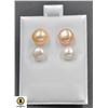 Image 1 : #487-NATURAL AKOYA PEARL STUD EARRINGS 2 PAIRS