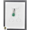 Image 1 : #508-NATURAL UNHEATED EMERALD 6 X 8  & CZ PENDANT