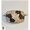 Image 1 : NEW SILVER TONE BLACK/CLEAR RHINESTONE RING SZ 6.5