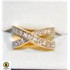 Image 1 : NEW SILVER & GOLD TONE RING W/CLEAR ACCENT STONES