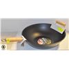 Image 1 : NEW 35CM NON-STICK CARBON STEEL WOK W/ 2 HANDLES