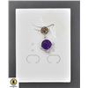 Image 1 : #447-NATURAL AMETHYST 8 MM  & CZ PENDANT