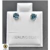 Image 1 : #369-NATURAL WSISS BLUE TOPAZ 4 MM  STUD EARRINGS