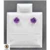 Image 1 : #380-NATURAL AMETHYST 4MM STUD EARRINGS