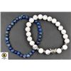 Image 1 : #61-NATURAL BLUE LAPIS+ WHITE TURQUOISE BRACELET