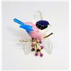 Image 1 : 5) GOLD TONE  ENAMEL AND RHINESTONE BIRD ON A