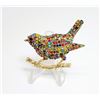 Image 1 : 15)  GOLD TONE WITH MULTI COLORED CRYSTALS