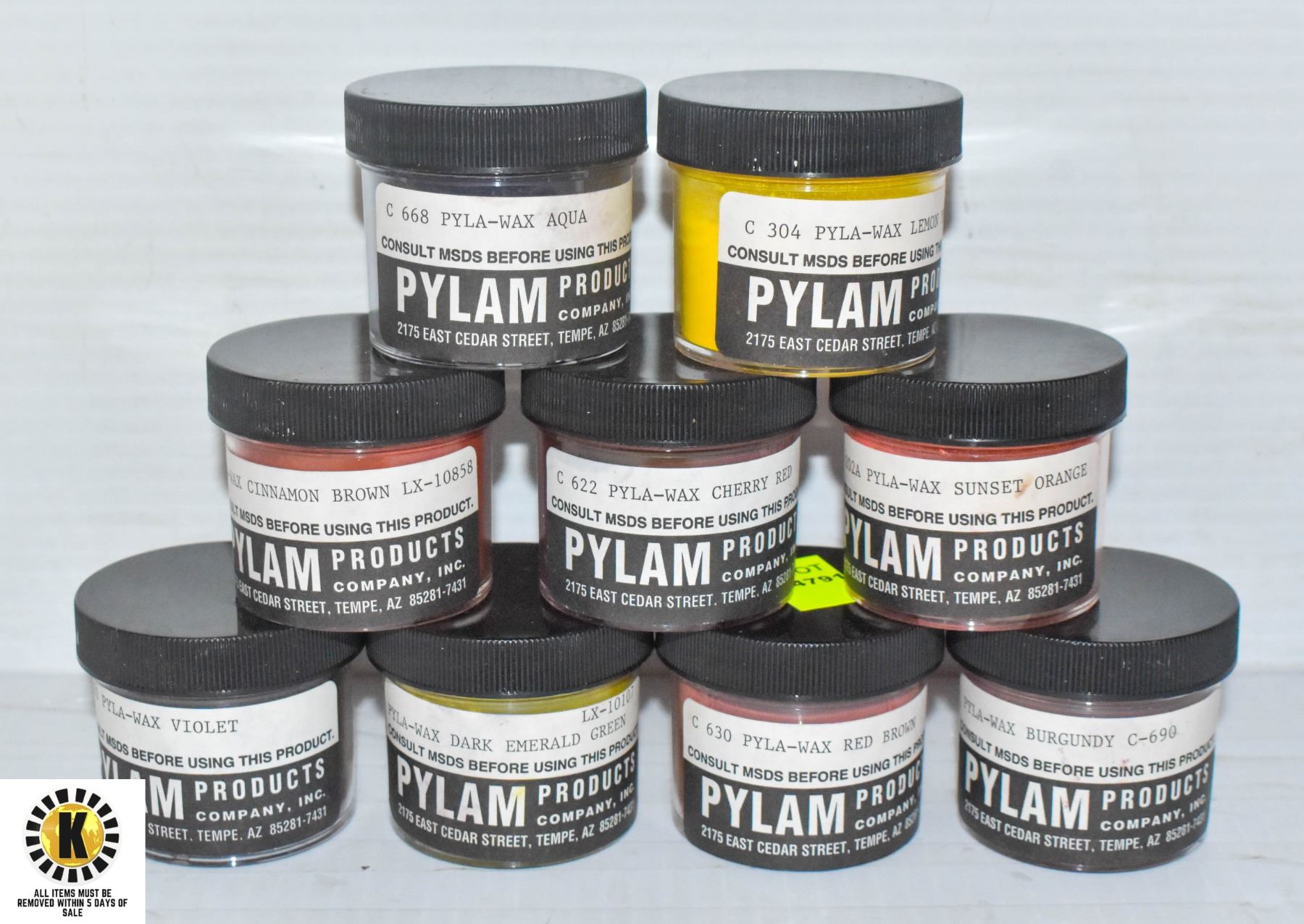 Pylam Color Chart 9 PCS PYLAM USA CANDLE KRAFT COLORED DYES