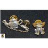 Image 1 : VINTAGE PEWTER TEAPOT AND FROG BROOCH