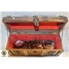 WOODEN TREASURE BOX WITH JEWELRY