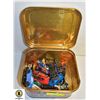 Image 1 : VINTAGE TIN BOX W/ OVER 20 MOSTLY HOT WHEELS CARS