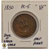 Image 1 : 1850 BANK OF UPPER CANADA 1/2 PENNY