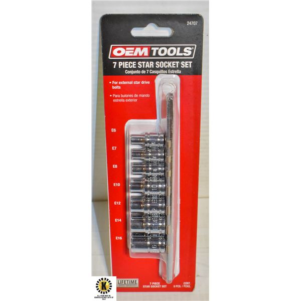 Start Socket NEW OEM TOOLS 7PC STAR SOCKET SET