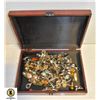 HAND PAINTED ROSEWOOD BOX WITH 55 COLLECTORS