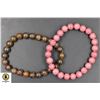 Image 1 : #101-NATURAL BRONZITE+PHODOCHROSITE BRACELET