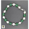 Image 1 : #22-NATURAL FRESH WATER PEARL ,EMERALD  BRACELET