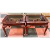 Image 1 : PAIR OF END TABLES WITH GLASS TOPS