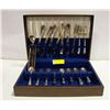 VINTAGE SILVERWARE SET IN WOOD CHEST BOX-ESTATE