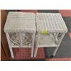 Image 1 : 2 WHITE VINTAGE WICKER SIDE/END TABLES TOGETHER