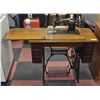 Image 1 : ANTIQUE "SINGER" TREADLE SEWING MACHINE IN CABIN