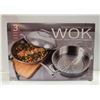 Image 1 : NEW ST. STEEL 3 PC WOK WITH STEAMER & LID SET