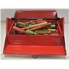 Image 1 : DUAL SIDED RED METAL TOOLBOX WITH CONTENTS