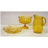 Image 1 : LOT OF 3 AMBER COLOURED GLASSWARES