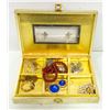 Image 1 : DECORATIVE GOLD STORAGE BOX WITH 5 NECKLACES