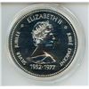 Image 2 : 1977 Queen Elizabeth Silver Jubilee Specimen Silver Dollar. Housed in its original hard plastic hold