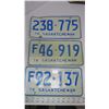 Image 1 : (3) 1976 Sask License Plates