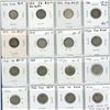 Image 1 : Lot of 16 Canadian George V Silver 10 Cents. Includes 1912, 1913 Small Leaves, 1914, 1916, 1917, 191
