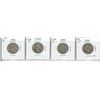 Image 1 : Lot of 4 U.S. World War II Silver Washington Quarters. Includes 1941, 1942, 1943 & 1944. Coins grade