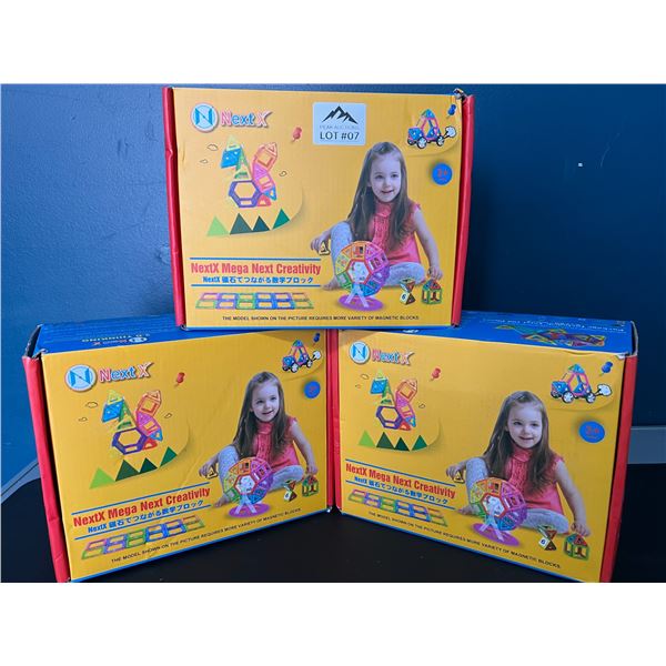 Lot of 3 NextX Mega Next Creativity Magnetic Toy Building Sets (100pcs each)