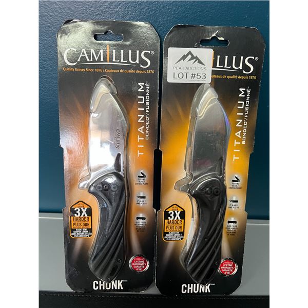 Lot of 2 Camillus Chunk Titanium Bonded Folding Knives - 7.25inch