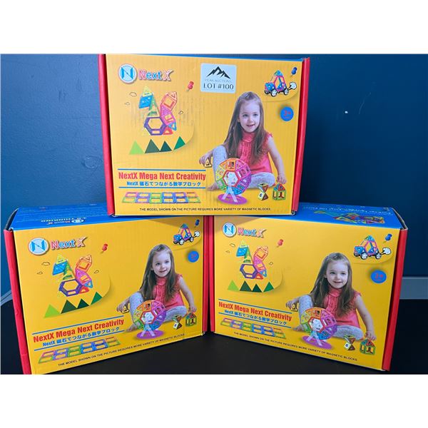 Lot of 3 NextX Mega Next Creativity Magnetic Toy Building Sets (100pcs each)