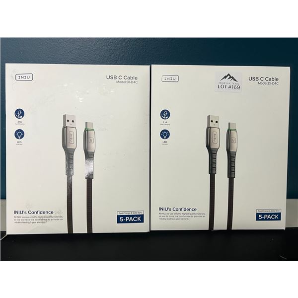 Lot of 2 Packs of USB-C Charging Cables (5PCS Per Pack)