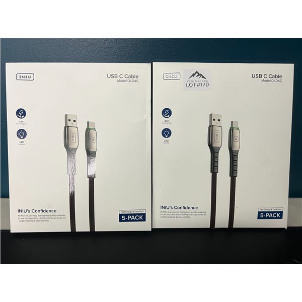 Lot of 2 Packs of USB-C Charging Cables (5PCS Per Pack)