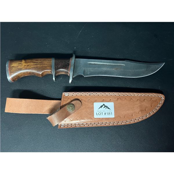 Lot of 1 Damascus Steel Hunting Knife w/ Sheath