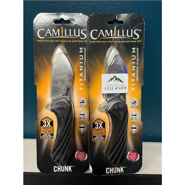 Lot of 2 Camillus Chunk Titanium Bonded Folding Knives - 7.25inch