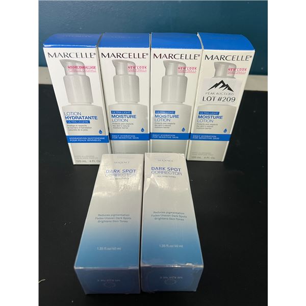 Lot of Beauty Items - 4X Marcelle Moisture Lotions and 2X Dark Spot Corrector Creams