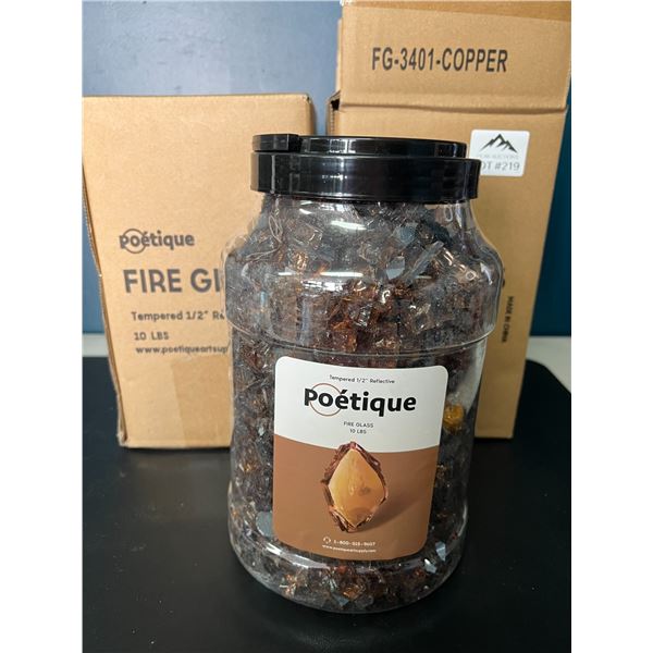 Lot of 2 Poetique Fire Glass for Fire Pit/ Fireplaces (10lb)