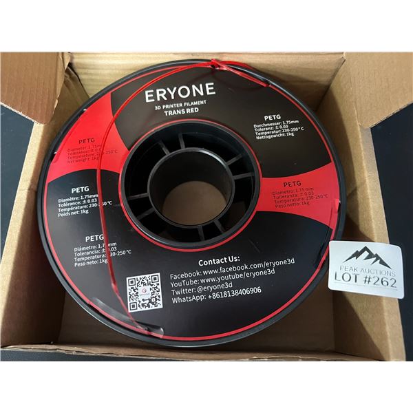 Lot of 1 PETG Filament for 3D Printers (Red Translucent)